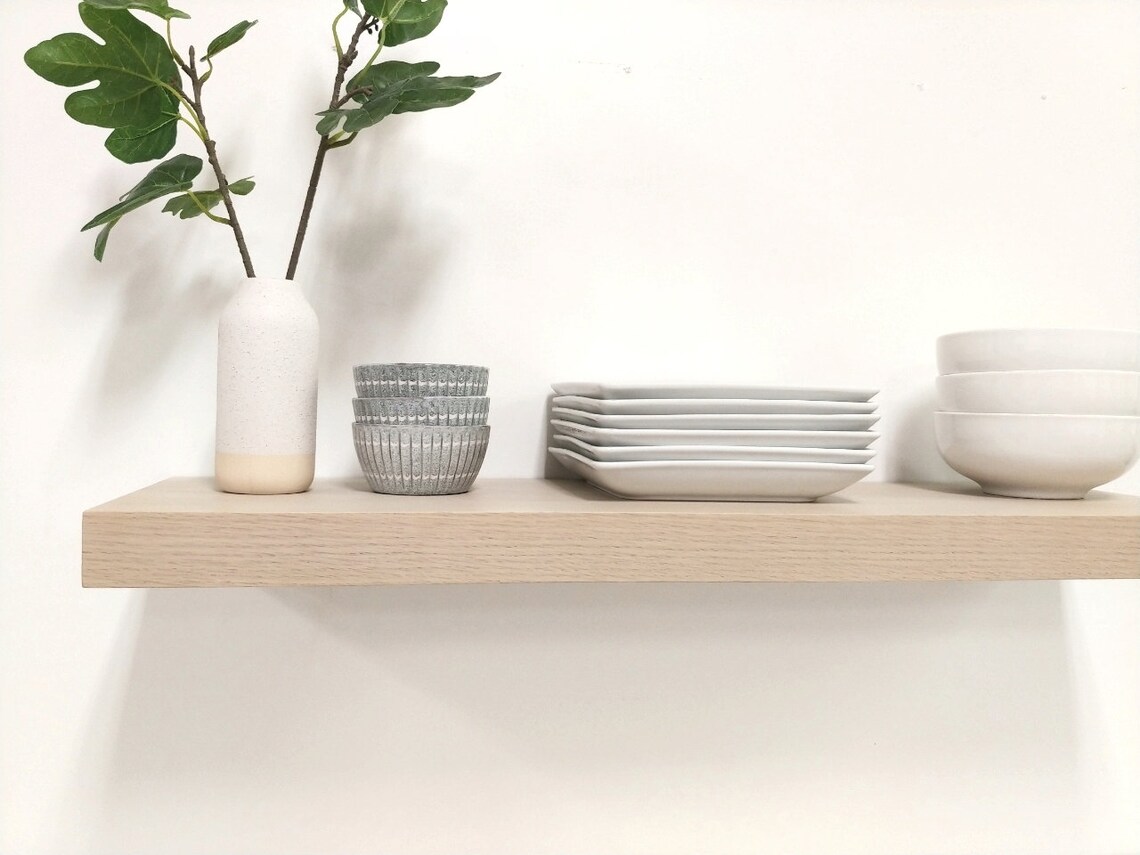 White Oak Light Oak Floating Shelf Custom Length Depth Etsy