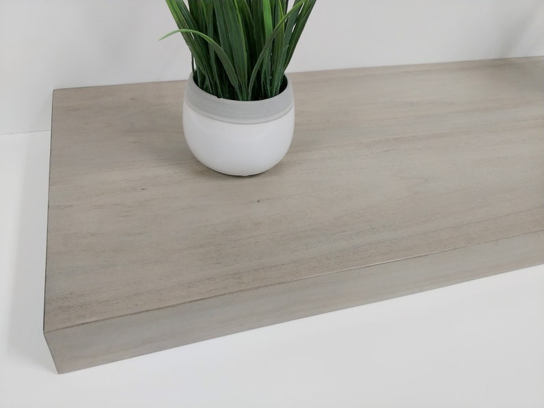 Grey Wash Floating Shelf smooth satin finish solid wood Etsy