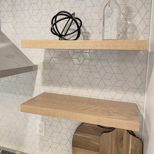 White Oak Floating Shelf, Custom Length, Depth, Includes Hidden Bracket And Hardware