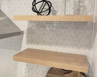White Oak Floating Shelf, Custom Length, Depth, Includes Hidden Bracket And Hardware