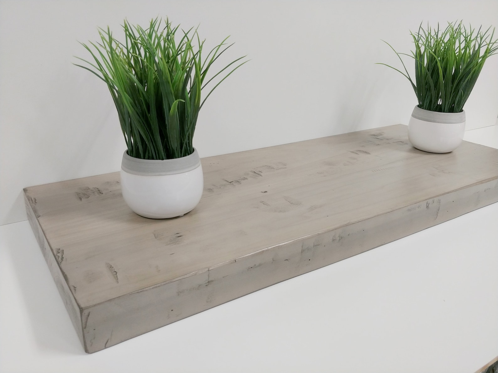 Grey Wash Heavy Distress Floating Shelf Solid Wood Heavy Duty Etsy