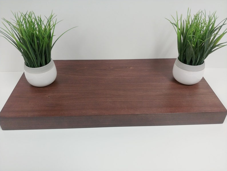 Floating Shelf Dark Mahogany Solid Wood Heavy Duty Hidden Etsy