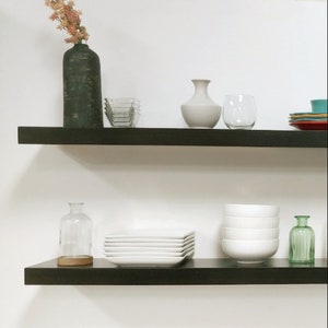 Floating Shelf, Ebony 100% Solid Wood Heavy Duty Hidden Bracket