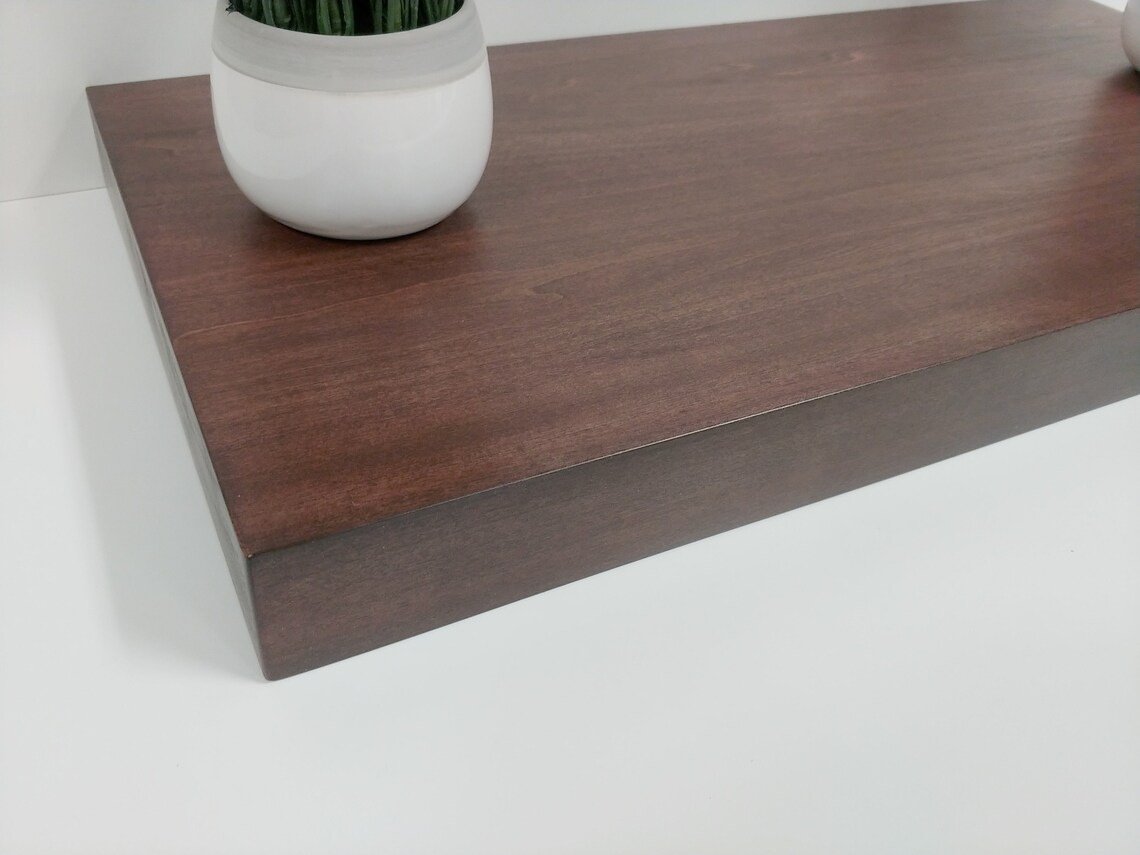 Floating Shelf Dark Mahogany Solid Wood Heavy Duty Hidden Etsy