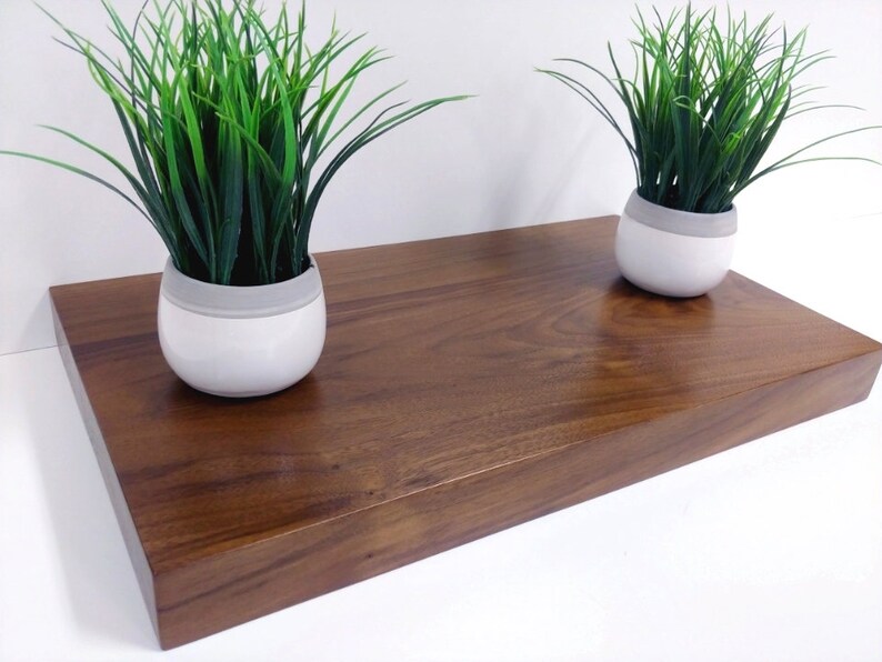 Walnut Floating Shelf Custom Length Depth Includes Hidden Etsy