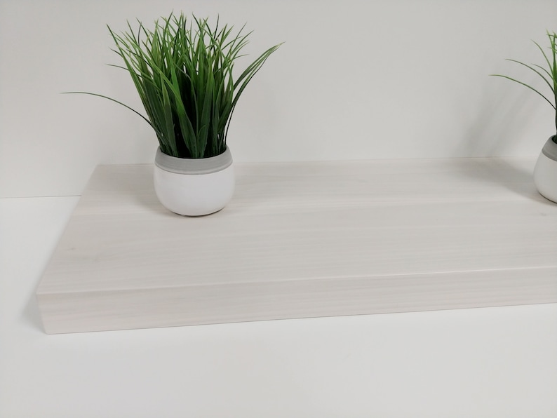 White Wash Floating Shelf Solid Wood Heavy Duty Hidden Bracket Etsy