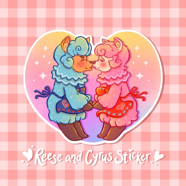 Reese and Cyrus Heart Sticker || Animal Crossing: New Horizons Inspired || ACNH || ACNL || Kawaii || Wedding Season || Alpacas