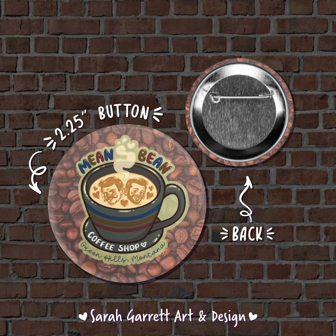 Mean Bean Coffee Shop 2.25 Button Agent Stone & Dr. Etsy