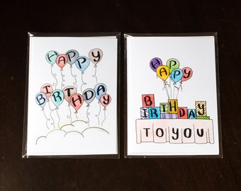 Birthday Card Bundle - Birthday Balloons Cards - Creative Birthday Cards - Balloons Birthday - Party Birthday - Presents Birthday