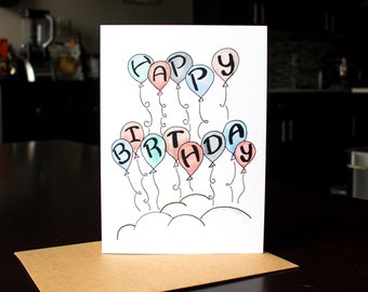 Birthday Card - Birthday Balloons Card - Creative Birthday Card - Balloons Birthday - Party Birthday