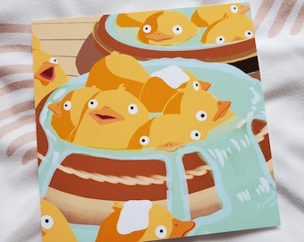 Duck Bath Giclée Print | Cute Anime Movie Character Art Digital Illustration | Fun Pastel Poster | Cartoon Wall Decor