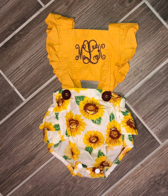 sunflower romper baby girl