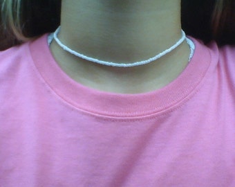white beaded choker