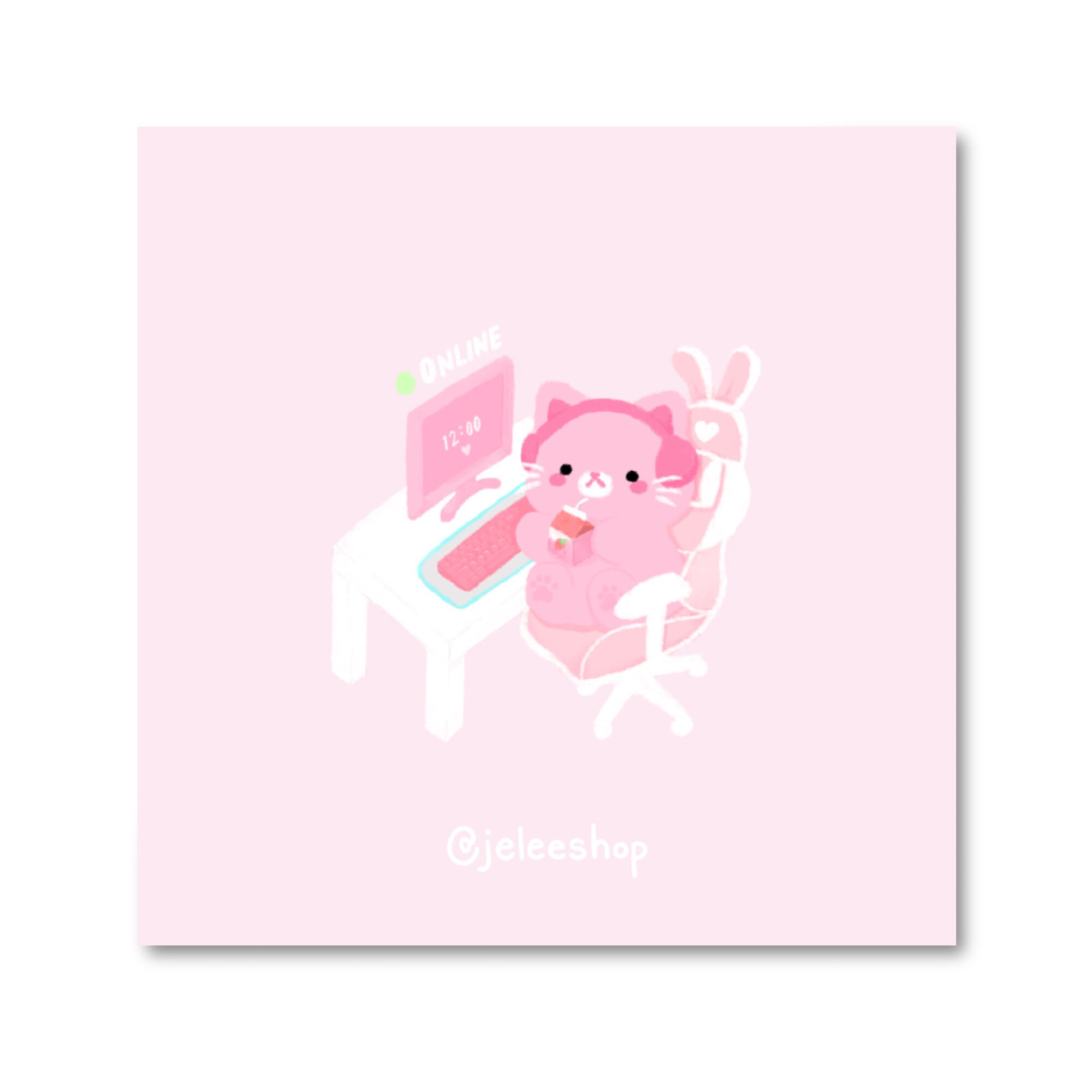 Lilee the Gamer Girl Cat Art Print