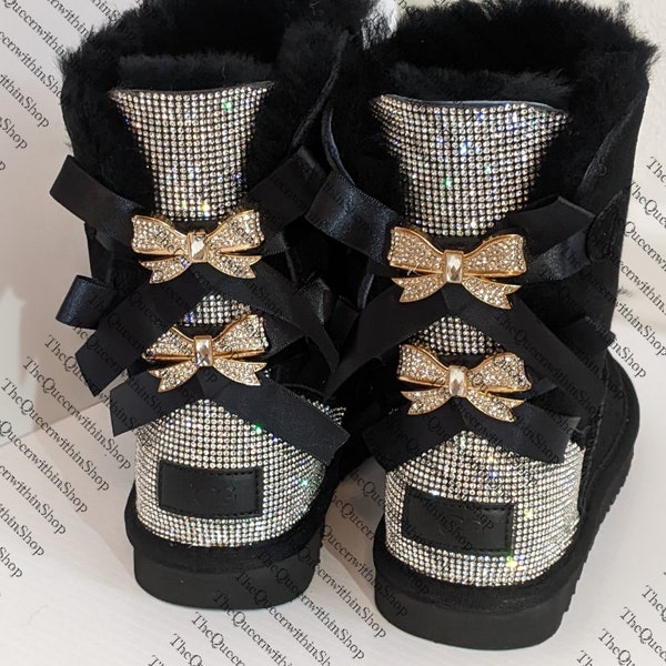 Custom Bling UGG Sheepskin Women Short Boots