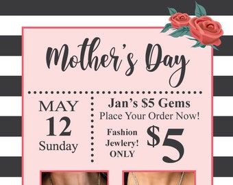 Mother's Day Flyer Template | EDITABLE Event Flyer | Poster | Instant Download | JPG File
