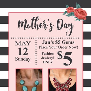 Mother&#39;s Day Flyer Template | EDITABLE Event Flyer | Poster | Instant Download | JPG File