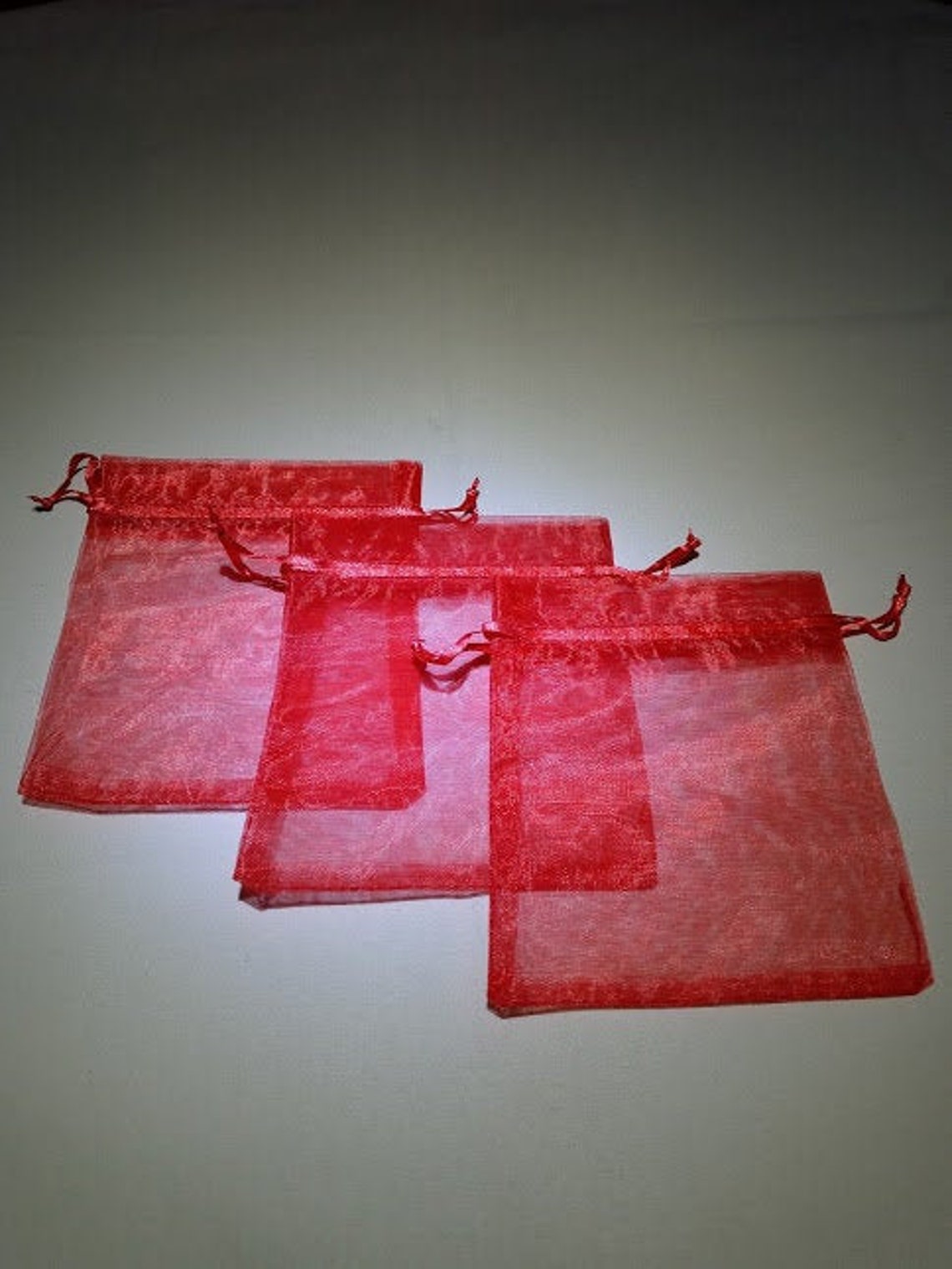 Red 3 Pack Sheer Organza Bags Etsy