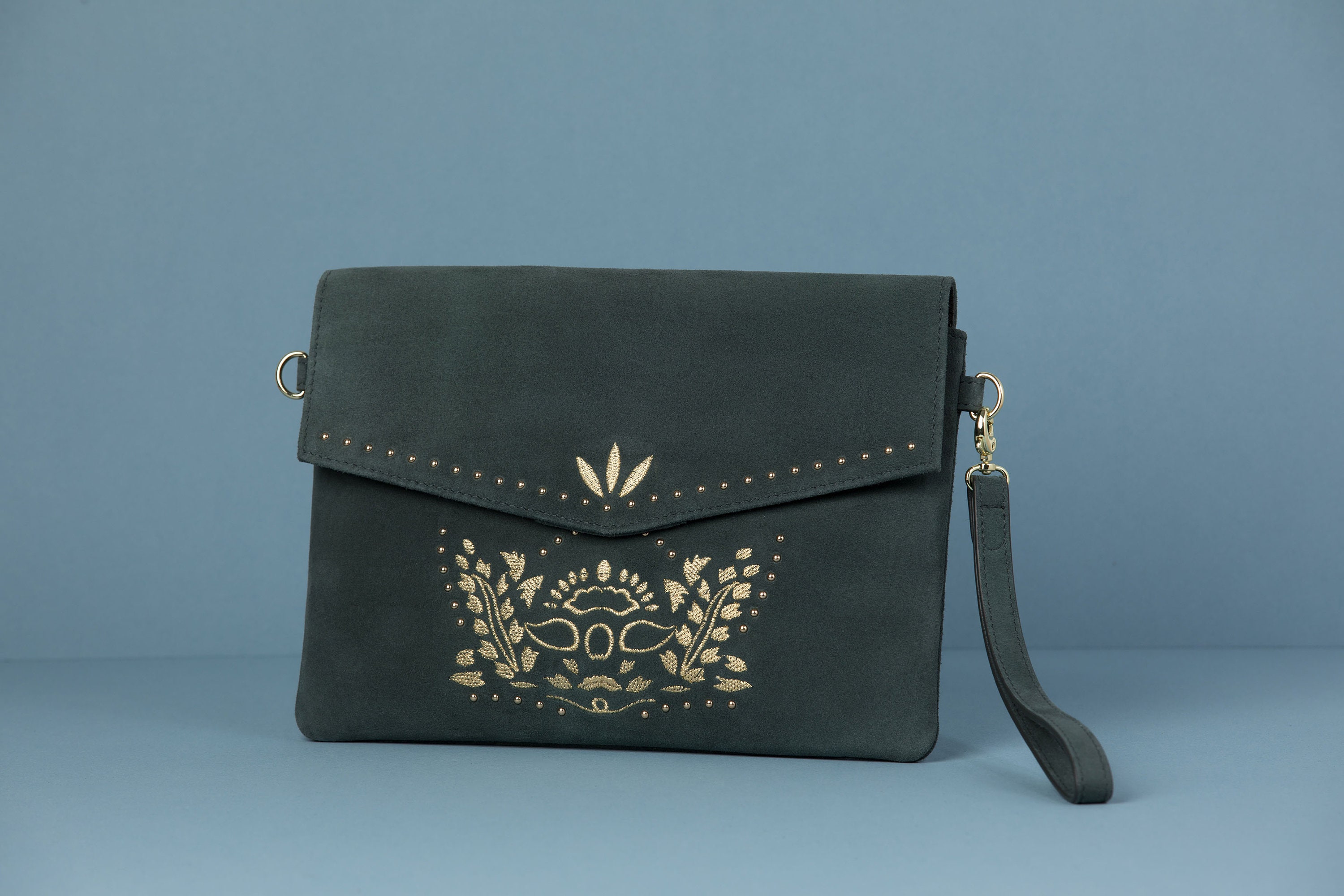 forest green clutch bag
