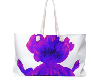 Weekender Bag Purple Iris - Vibrant and Exotic - Embrace the Allure of Exotic Blooms