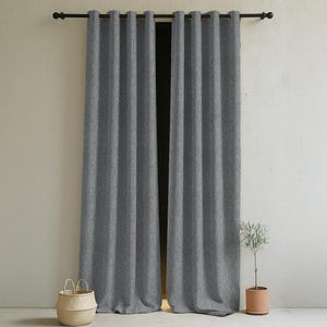 Linen Blackout Curtain - 3 Layer 100% Blackout Room Darkening Curtains, Custom Curtains, Wide Curtain Panels, Window Treatment