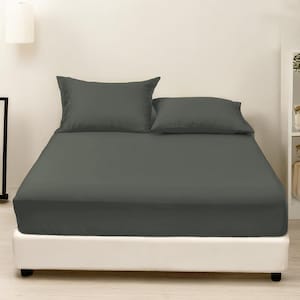 600TC Egyptian Cotton Fitted Sheet with 2 Pillowcases, Sateen Weave, Soft, Breathable & Cool Long Staple Cotton Elastic Bedsheet Custom Size