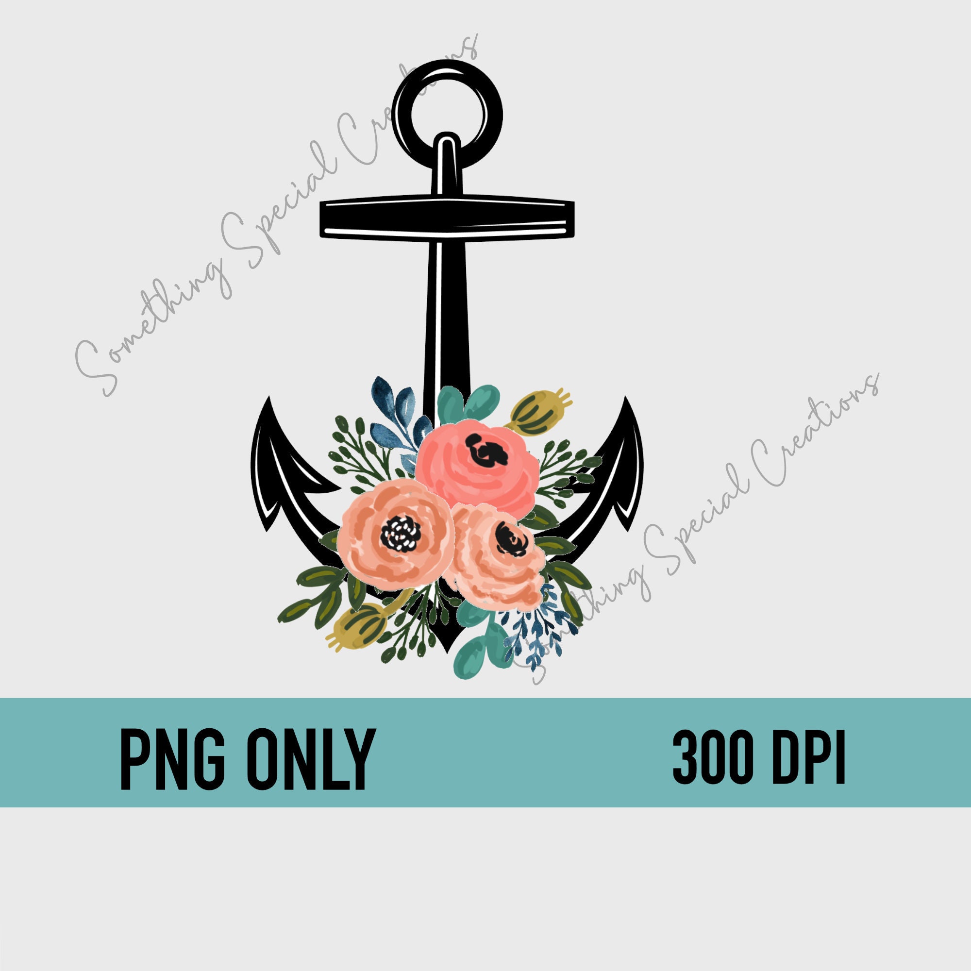 Floral Anchor PNG Etsy