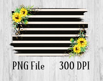 Girasole, Sfondo a strisce, Floreale, Leopardo, Sublimazione PNG