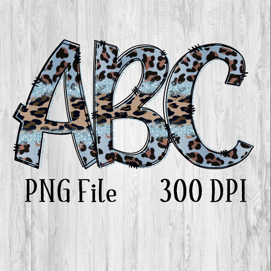 Blue Leopard, Glitter, Alphabet PNG, Letters, Doodle, Sublimation - Etsy