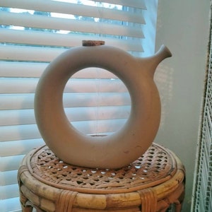 Unique Round Vase  Pitcher with Cork Stopper - Pottery