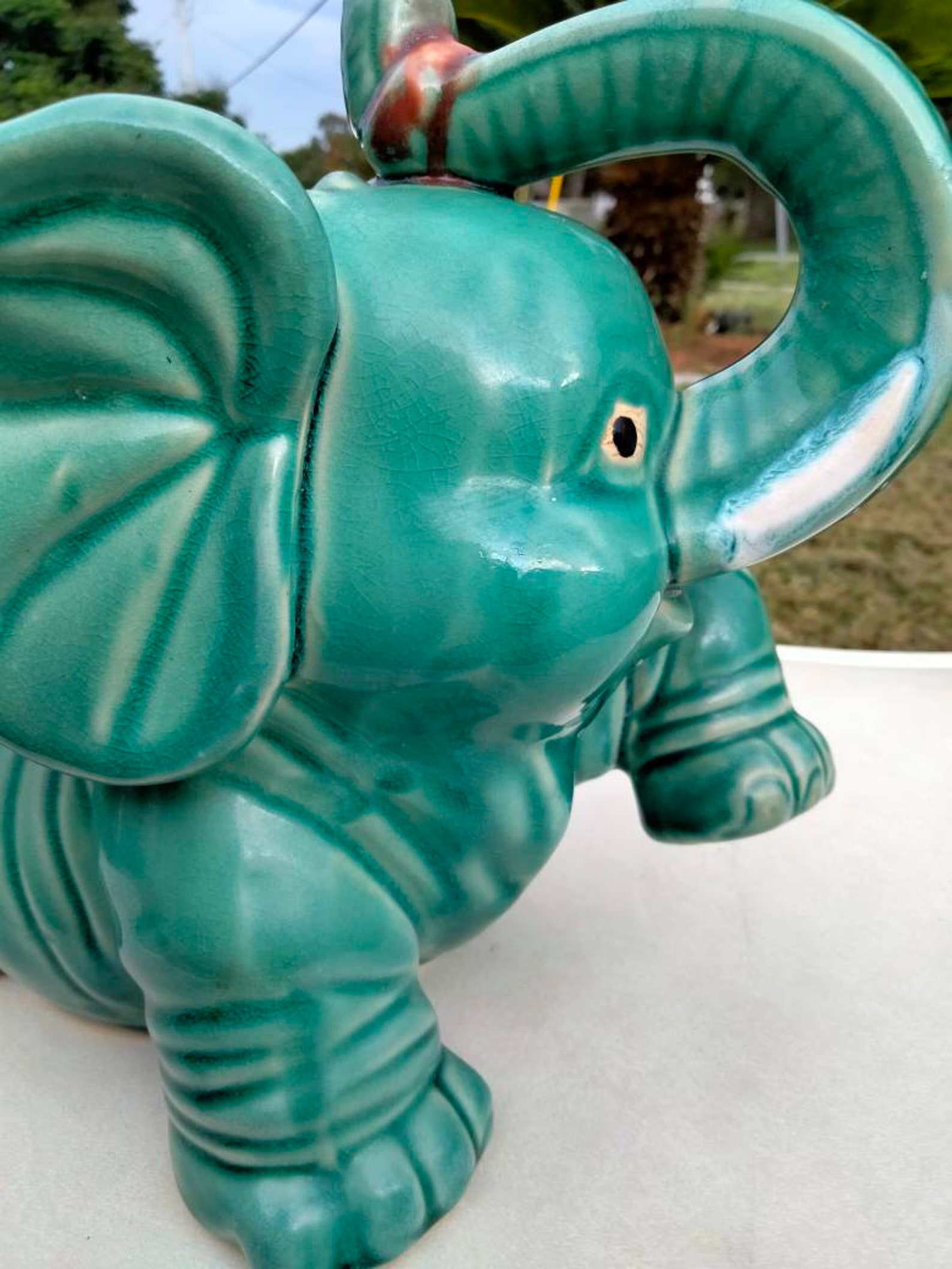 Ceramic Elephant Planter Elephant Planter Majolica Retro Etsy