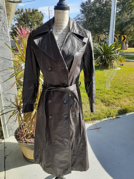 Vintage Leather Trenchcoat - Hippie - Bohemian - … - image 1