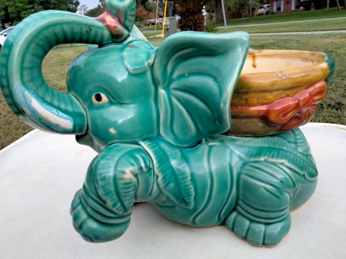 Ceramic Elephant Planter Elephant Planter Majolica Retro | Etsy