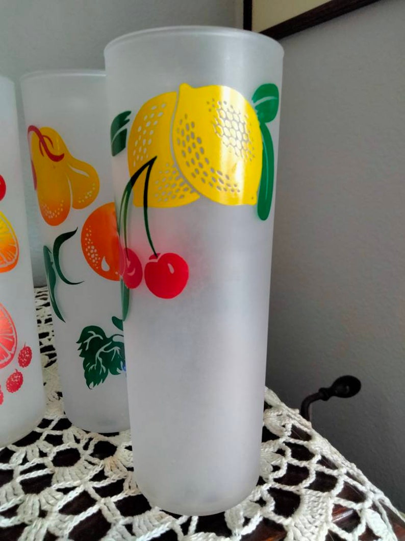 Retro Frosted Tall Glasses Tom Collins Collectible Etsy