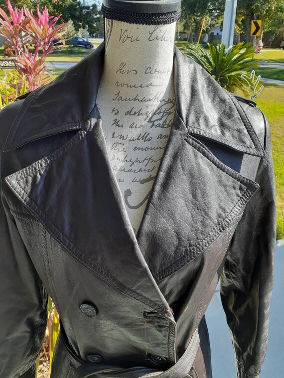 Vintage Leather Trenchcoat - Hippie - Bohemian - … - image 2