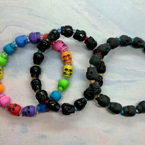 Rainbow Skull Kandi  Single Bracelet