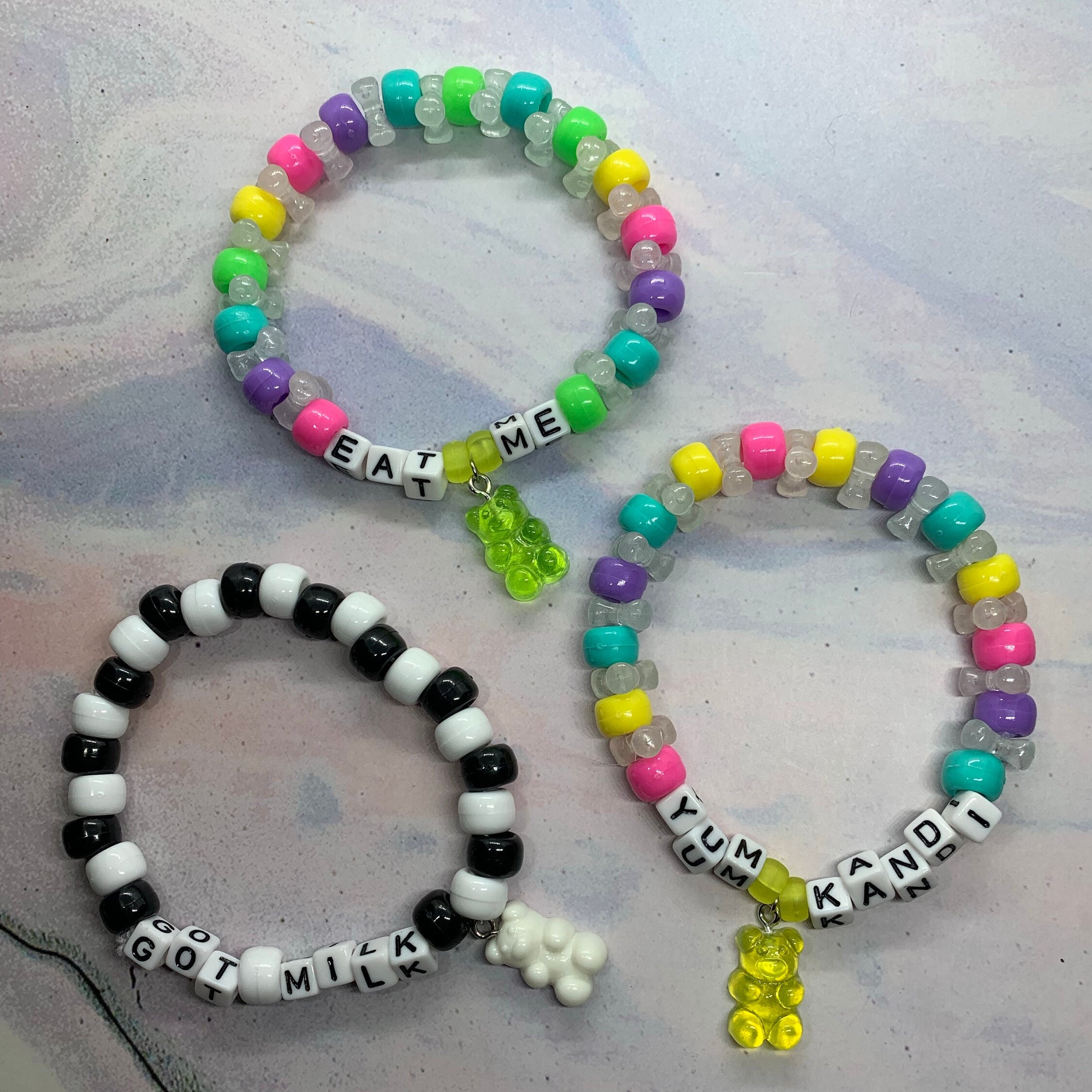 I don't know if I would make an entire bracelet out of them, but these  would make the cutest charms! #kandi #brace…