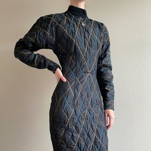 Vintage 80s Versace quilted dress, size XS  #10017