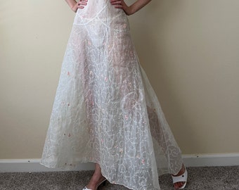 30s organdy sheer maxi dress, size S  #10175