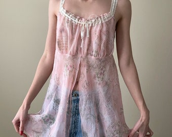 Y2k light pink babaydoll slip, size L - XL