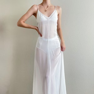 Vintage rare 1993 runway Dolce Gabbana sheer white maxi dress, size Small