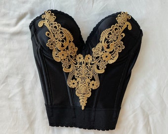 black and gold bustier top