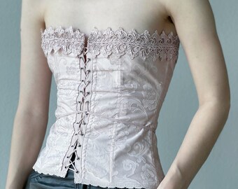 Corset Waist Tamer Trainer 3X Cabernet XXXL Hooks /& Eyes Nude Tan Beige