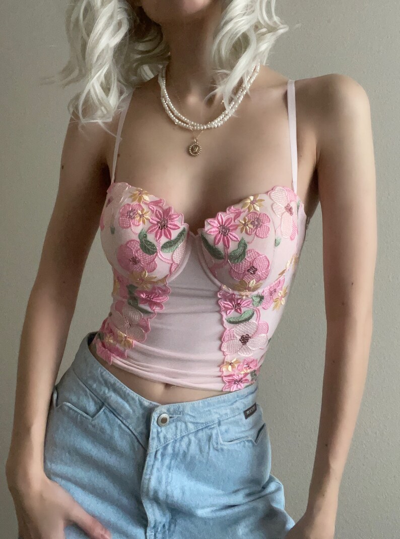 Vintage Italian floral bustier, size 36C