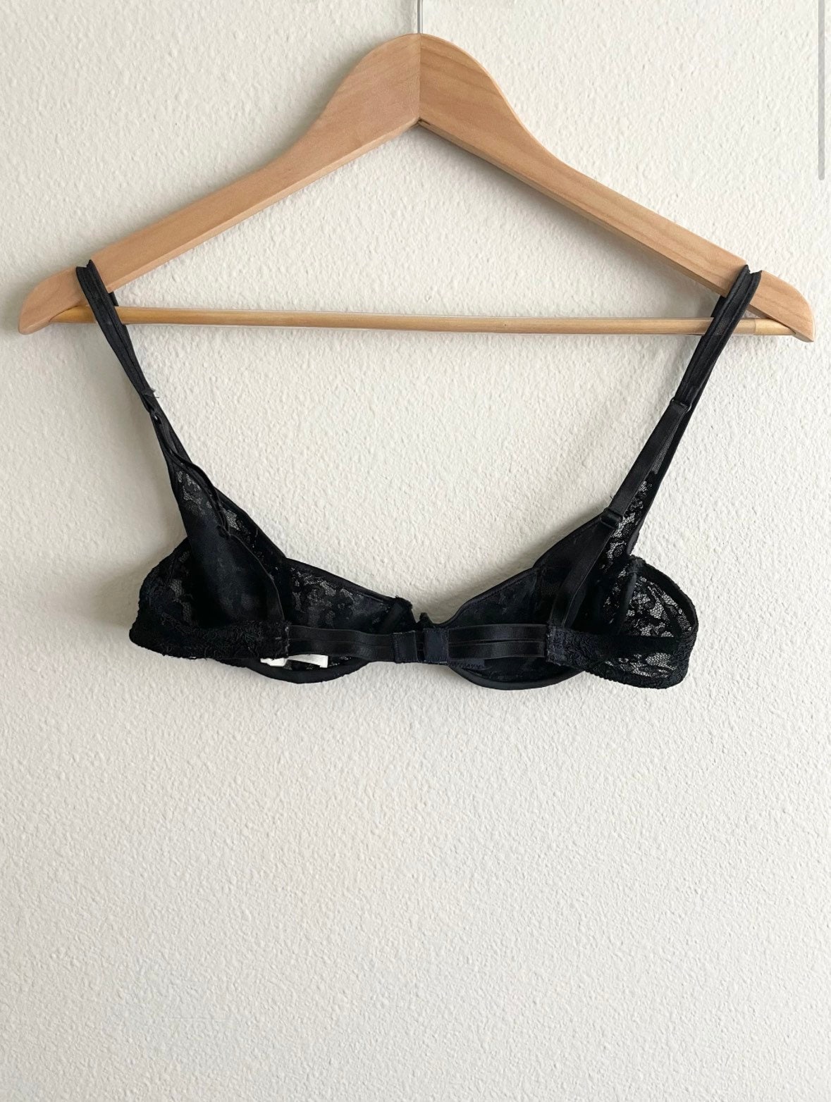 Christian Dior Vintage black satin lace bra 36D