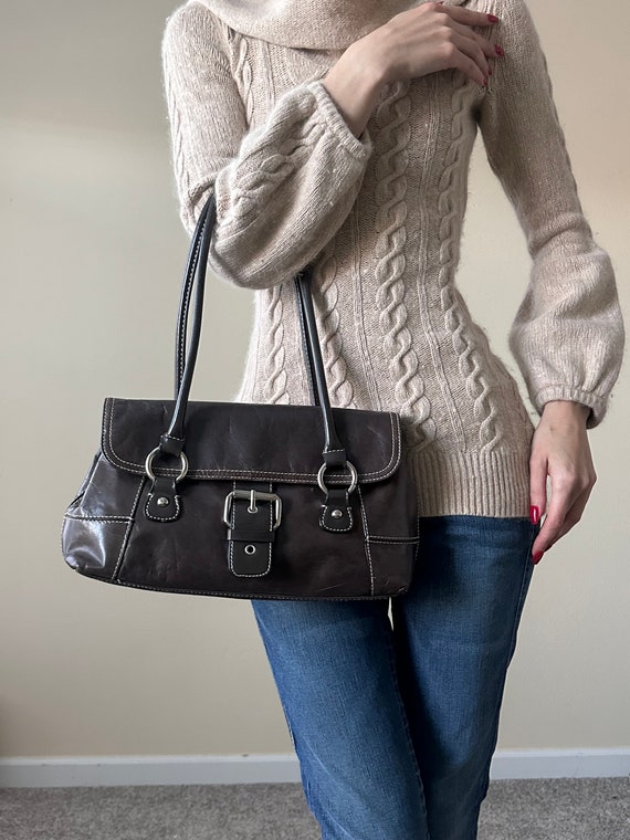 Vintage Ann Taylor dark brown leather handbag