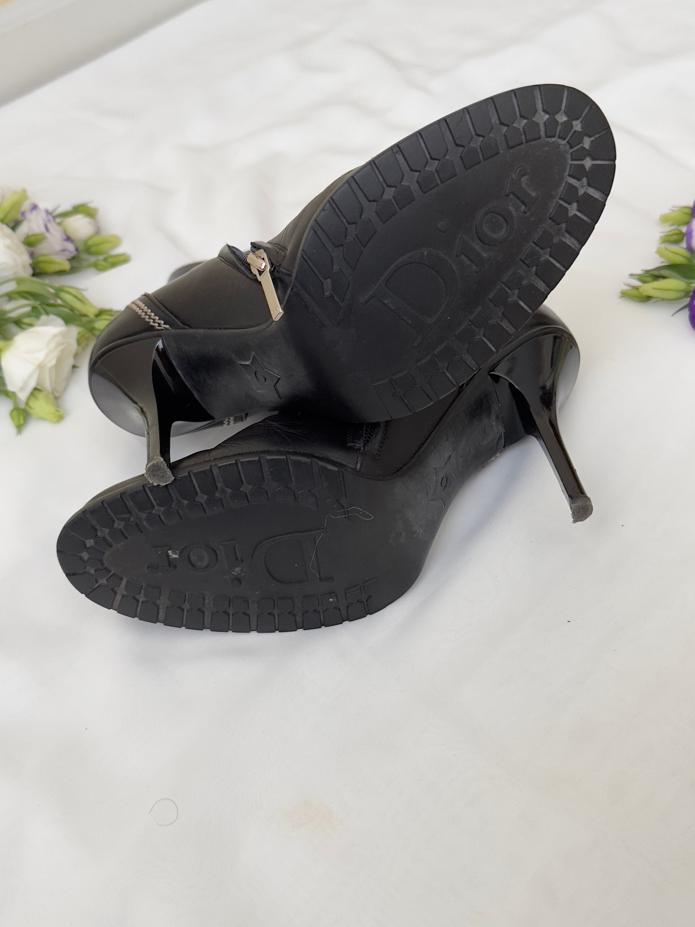 CHRISTlAN DlOR ブーツ サイズ38 Christian Dior Black Leather Boots High Heel, Size 38 - Etsy