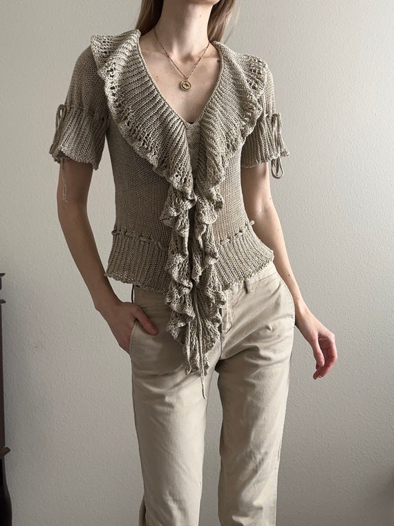 Vintage Ralph Lauren tan crotchet top, size M - image 3