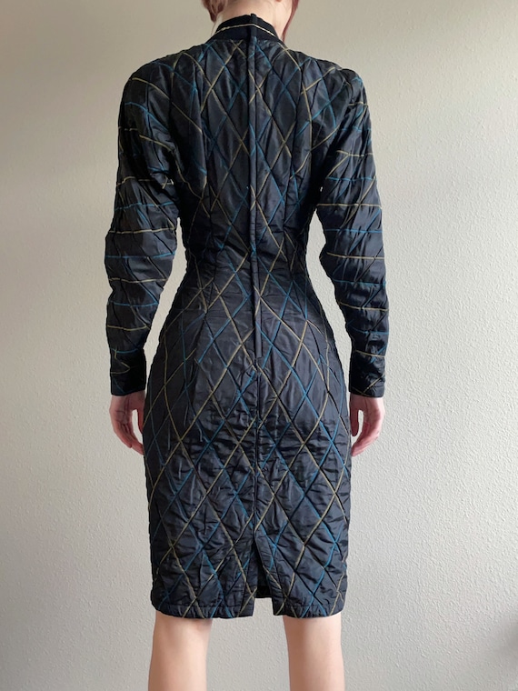 Vintage 80s Versace quilted dress, size XS  #10017 - image 3