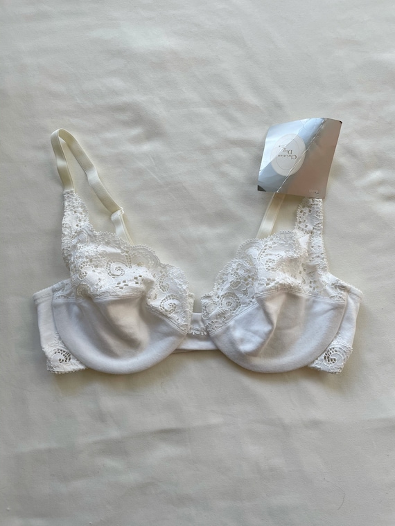 Vintage Dior white cotton bra, size 34C #10205 - image 1